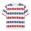 Logo Full Print Sports Loose Round Neck Short Sleeve White