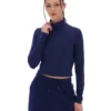 Navy Heidi Cropped Roll Neck Top