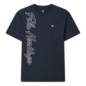 Alphabet Printing Knit Short Sleeve Blue