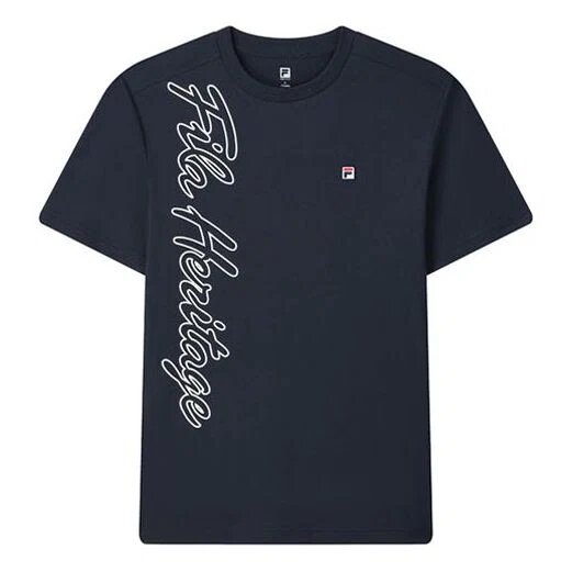 Alphabet Printing Knit Short Sleeve Blue