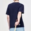 Alphabet Printing Knit Short Sleeve Blue