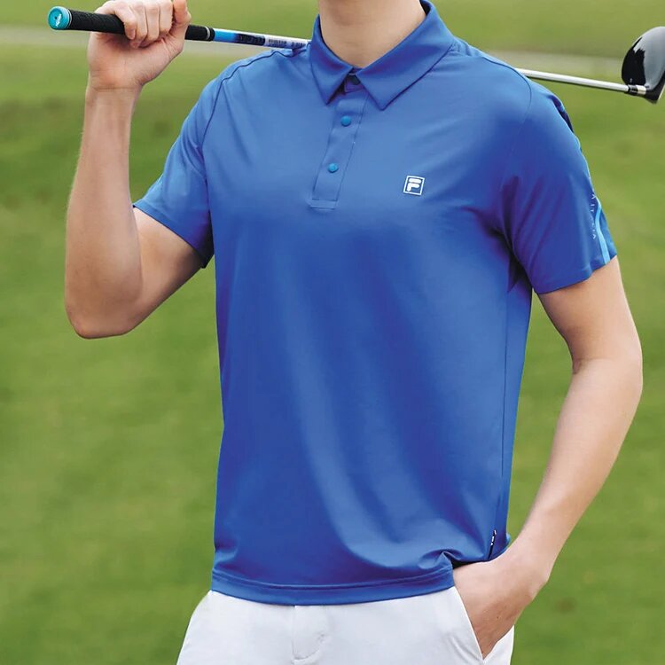 Athletics Casual Sports Short Sleeve Polo Shirt Blue l