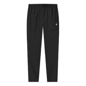 Athletics Logo Pattern Loose Sports Long Pants Black