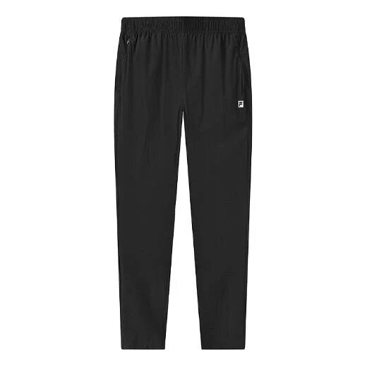Athletics Logo Pattern Loose Sports Long Pants Black