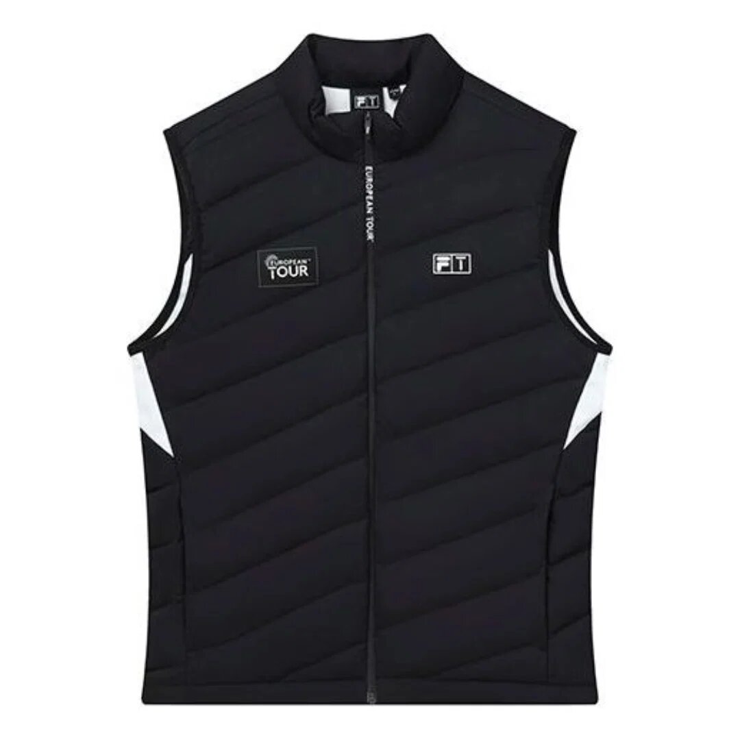 Athletics Printed Stand-Up Collar Down Vest "Black White"