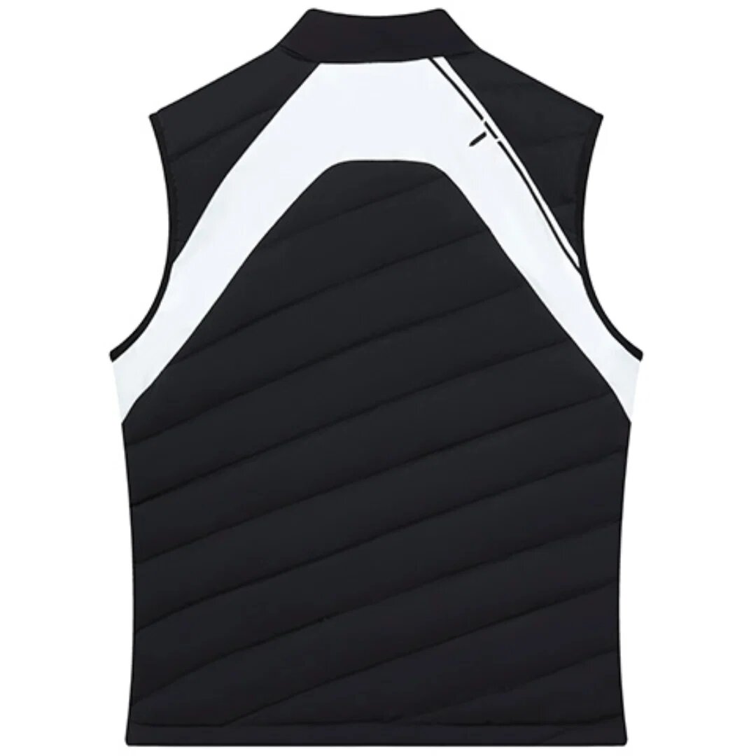 Athletics Printed Stand-Up Collar Down Vest "Black White"
