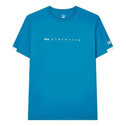 Athletics Round Neck Pullover Casual Sports Short Sleeve Blue