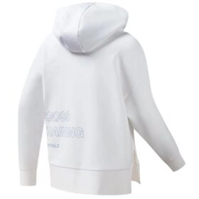 Athletics Split Hem Asymmetric Hoodie “White Blue”