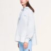 Athletics Split Hem Asymmetric Hoodie "White Blue"