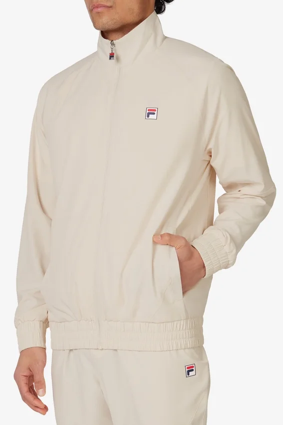 Beige Tennis Woven Court Track Top