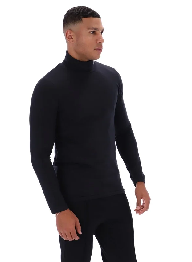 Black 19th Classic Roll Neck Sweater