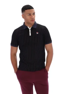Black BB1 Classic Vintage Striped Polo