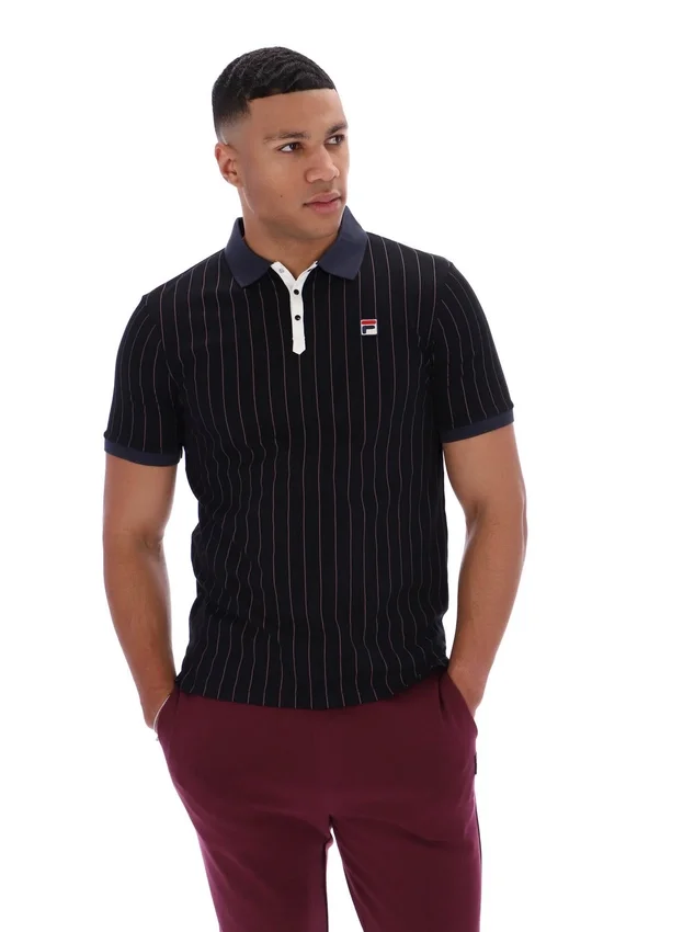 Black BB1 Classic Vintage Striped Polo