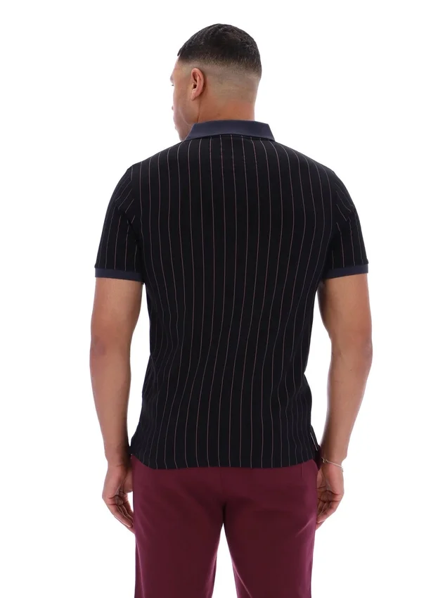 Black BB1 Classic Vintage Striped Polo