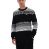 Black Connor Striped Knit Crew Neck