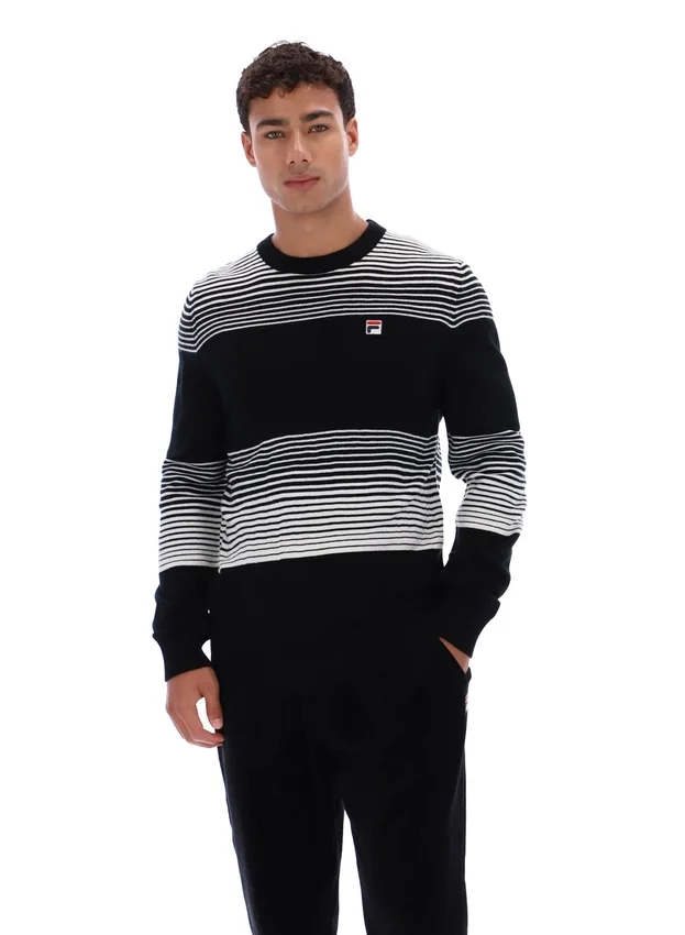 Black Connor Striped Knit Crew Neck