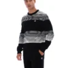 Black Connor Striped Knit Crew Neck