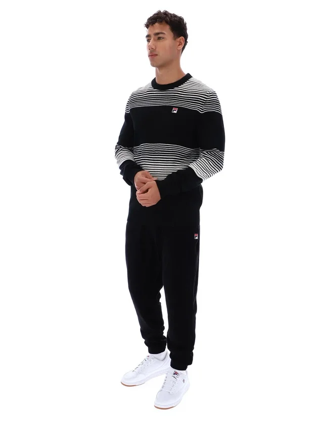 Black Connor Striped Knit Crew Neck