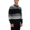 Black Connor Striped Knit Crew Neck