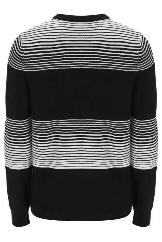 Black Connor Striped Knit Crew Neck