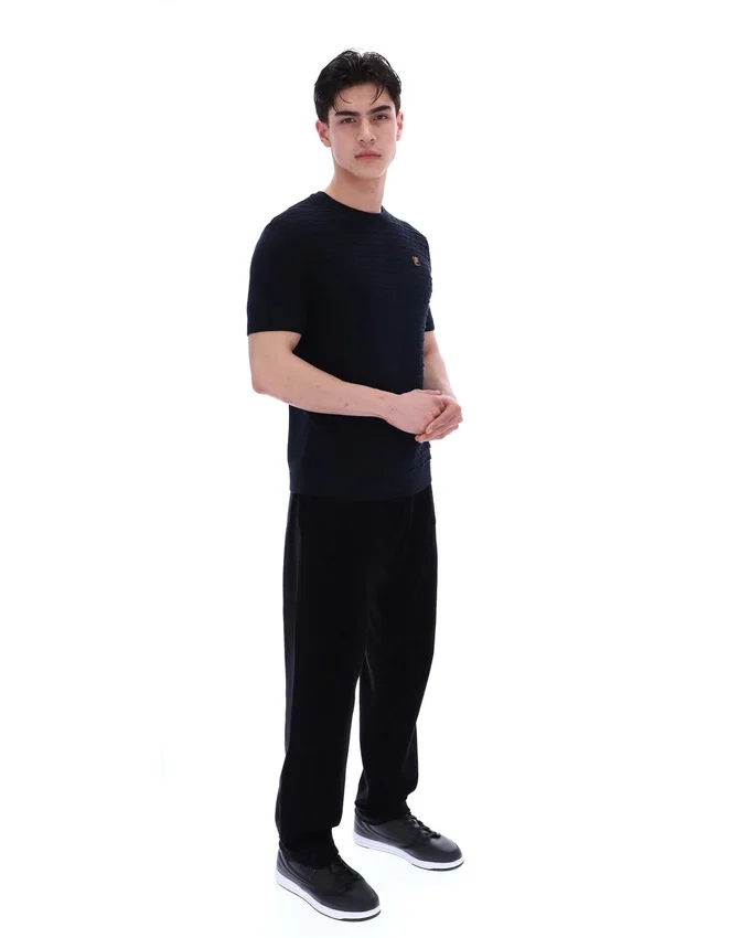 Black Don Textured Knitted T-Shirt