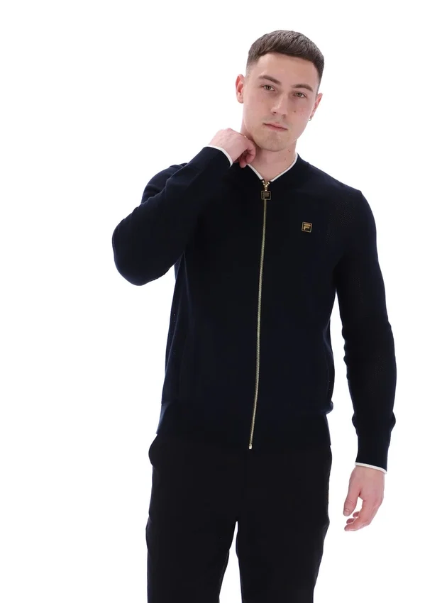 Black Ferguson Open Knit Pointelle Panel Track Top
