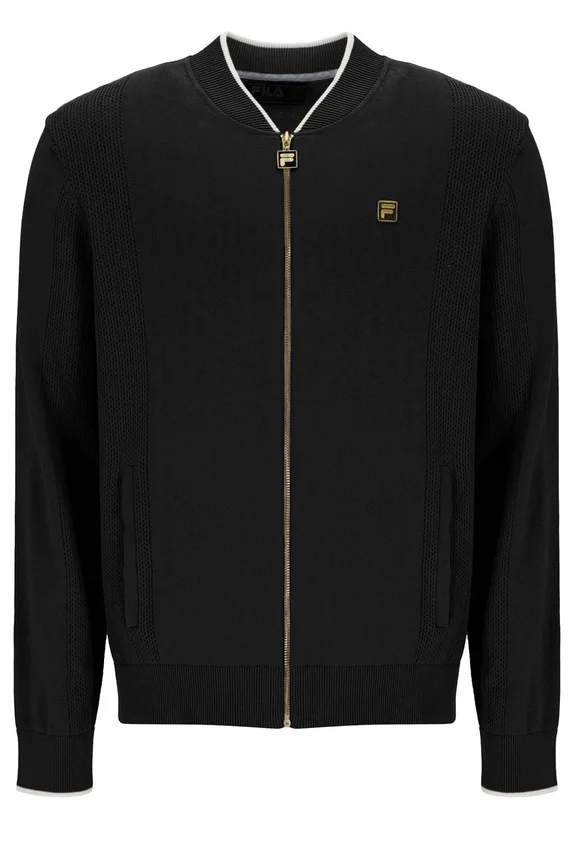 Black Ferguson Open Knit Pointelle Panel Track Top
