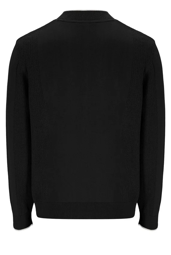 Black Ferguson Open Knit Pointelle Panel Track Top