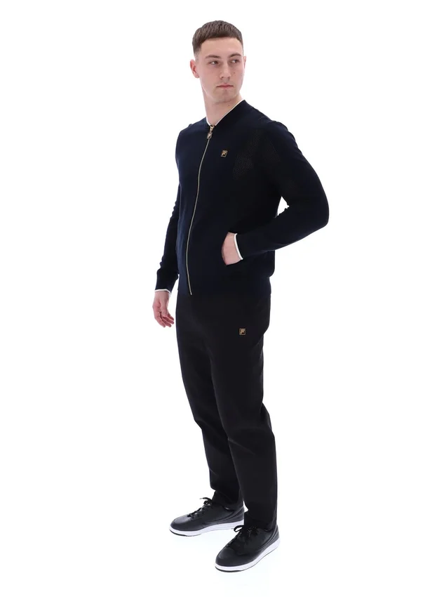 Black Ferguson Open Knit Pointelle Panel Track Top