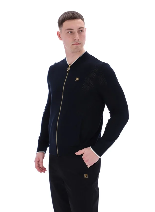 Black Ferguson Open Knit Pointelle Panel Track Top