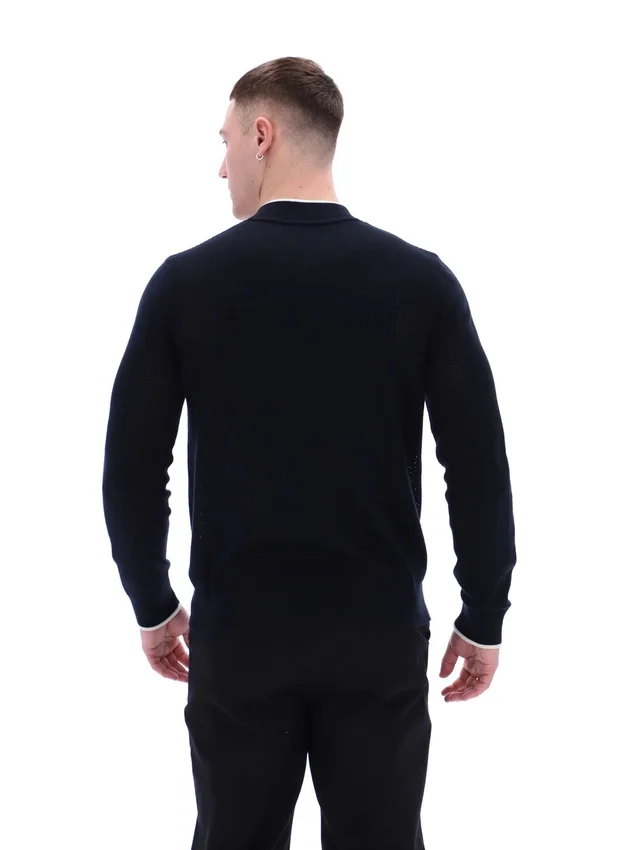 Black Ferguson Open Knit Pointelle Panel Track Top