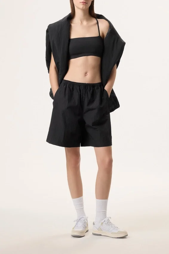 Black Fila x Hailey Bieber Crinkle Shorts