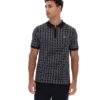 Black Jackson Jacquard Knit Zip Polo Shirt