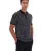 Black Jackson Jacquard Knit Zip Polo Shirt