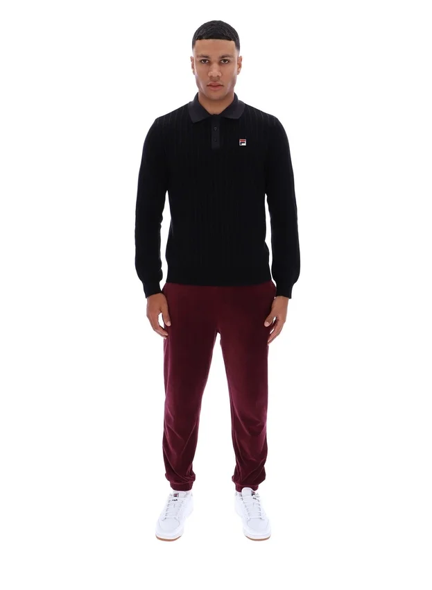 Black Kobe Striped Knit Polo