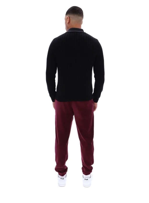 Black Kobe Striped Knit Polo