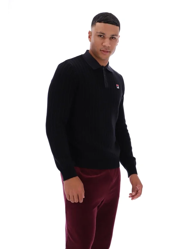 Black Kobe Striped Knit Polo