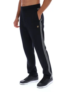 Black Layton Straight Leg Pants with Tape Detail