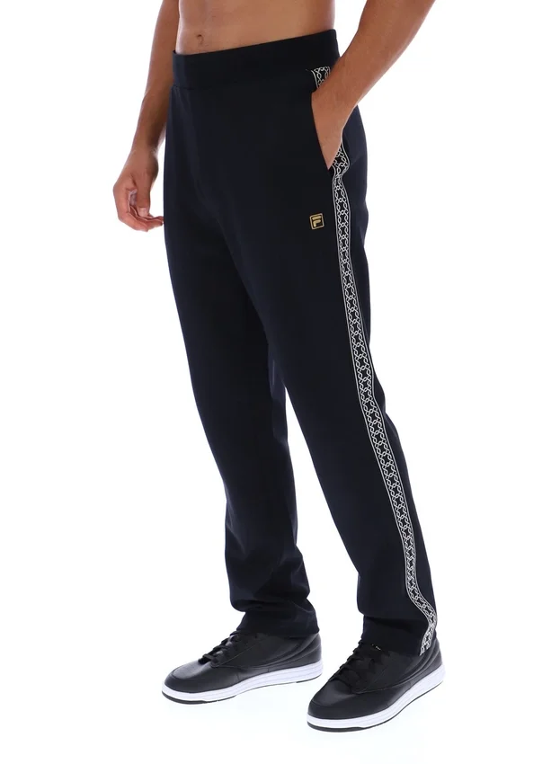 Black Layton Straight Leg Pants with Tape Detail