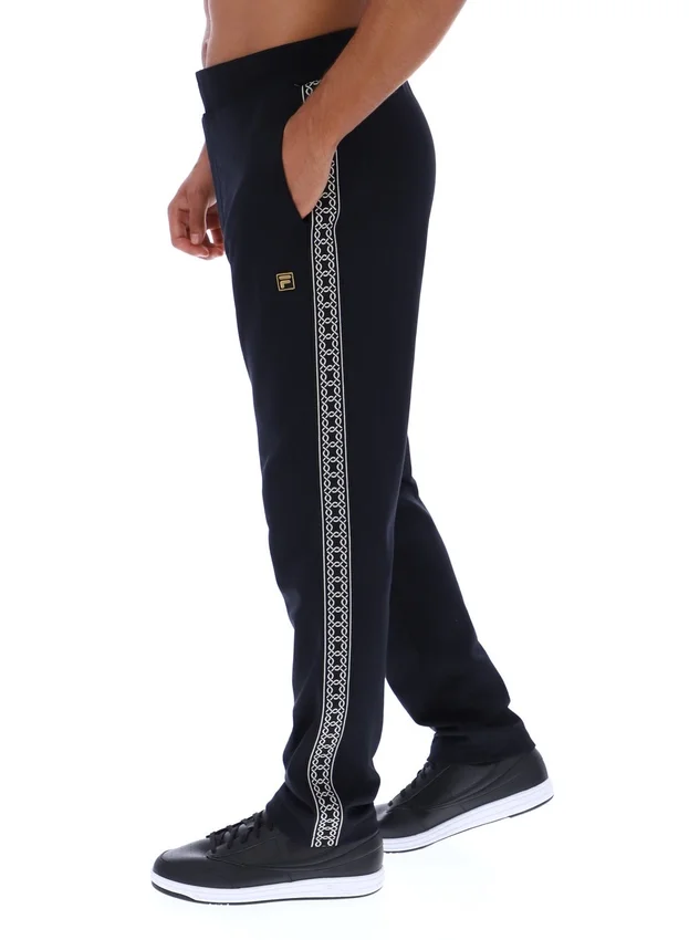 Black Layton Straight Leg Pants with Tape Detail