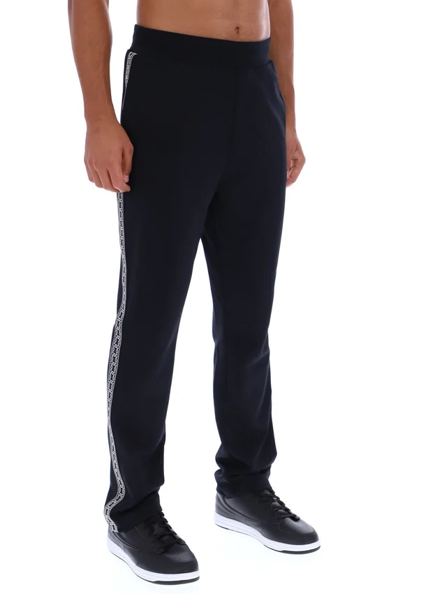 Black Layton Straight Leg Pants with Tape Detail