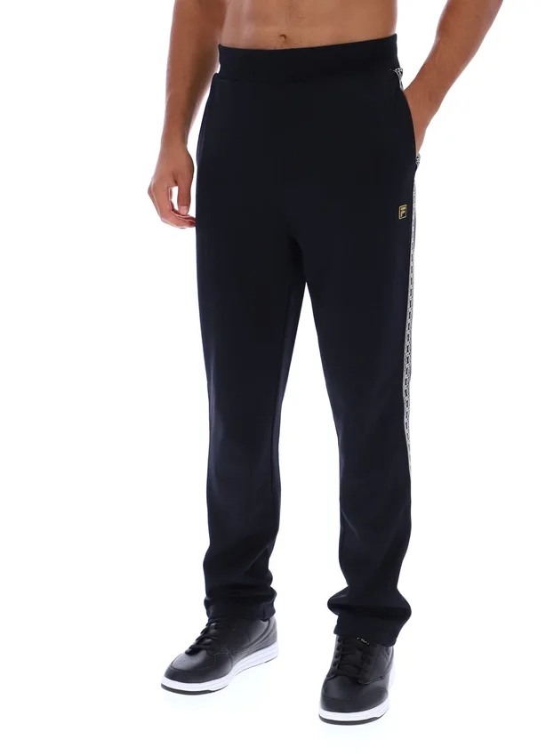 Black Layton Straight Leg Pants with Tape Detail
