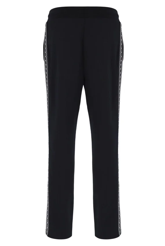 Black Layton Straight Leg Pants with Tape Detail