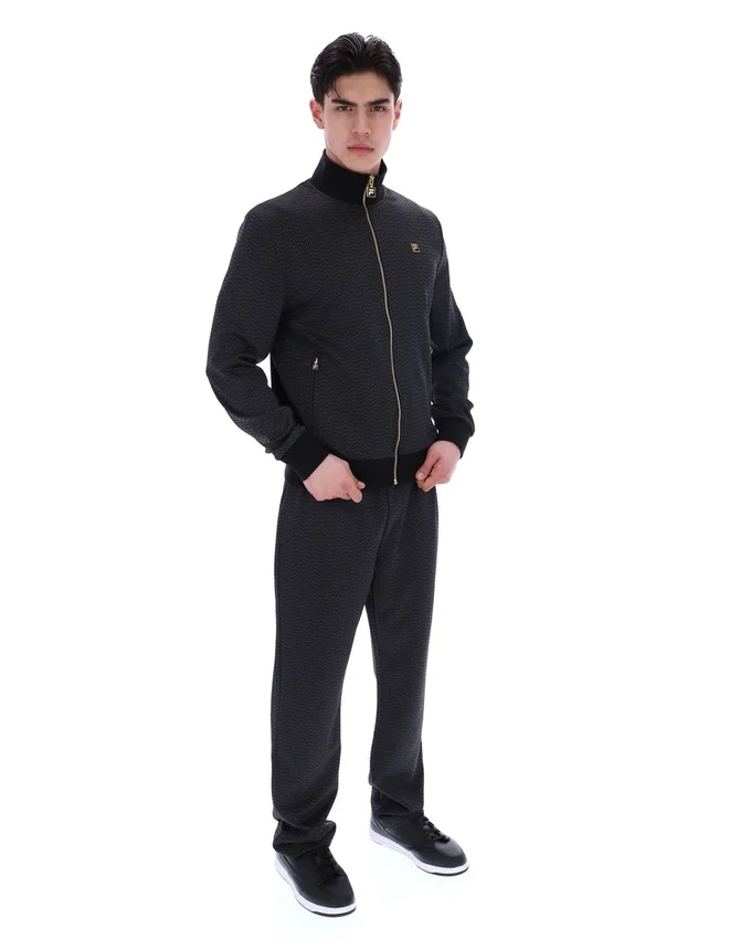 Black Mathers Herringbone Track Top