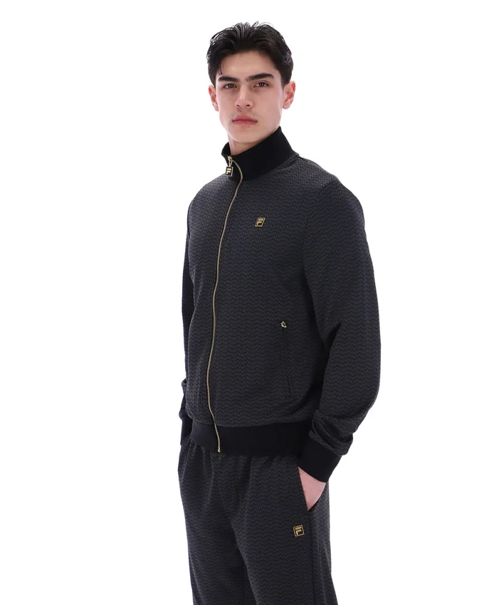 Black Mathers Herringbone Track Top