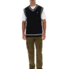 Black Mellor Textured Knit Vest with Tipping
