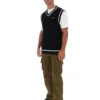 Black Mellor Textured Knit Vest with Tipping