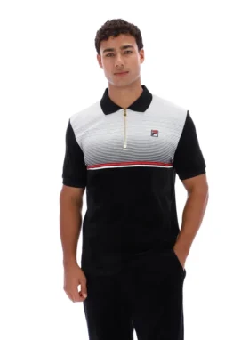 Black Paco Zip Up Velour Polo