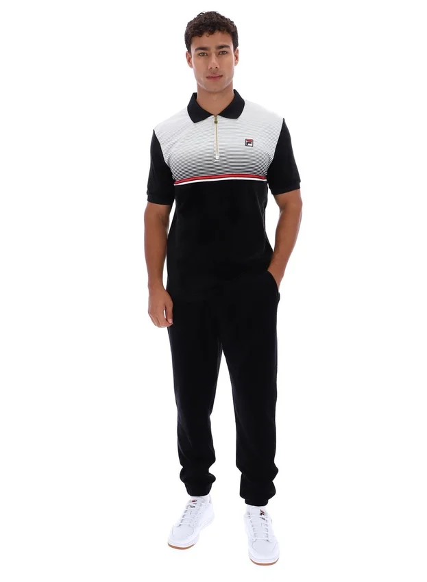 Black Paco Zip Up Velour Polo