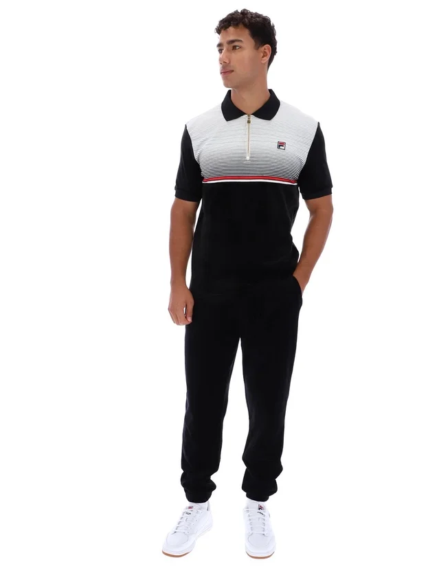 Black Paco Zip Up Velour Polo
